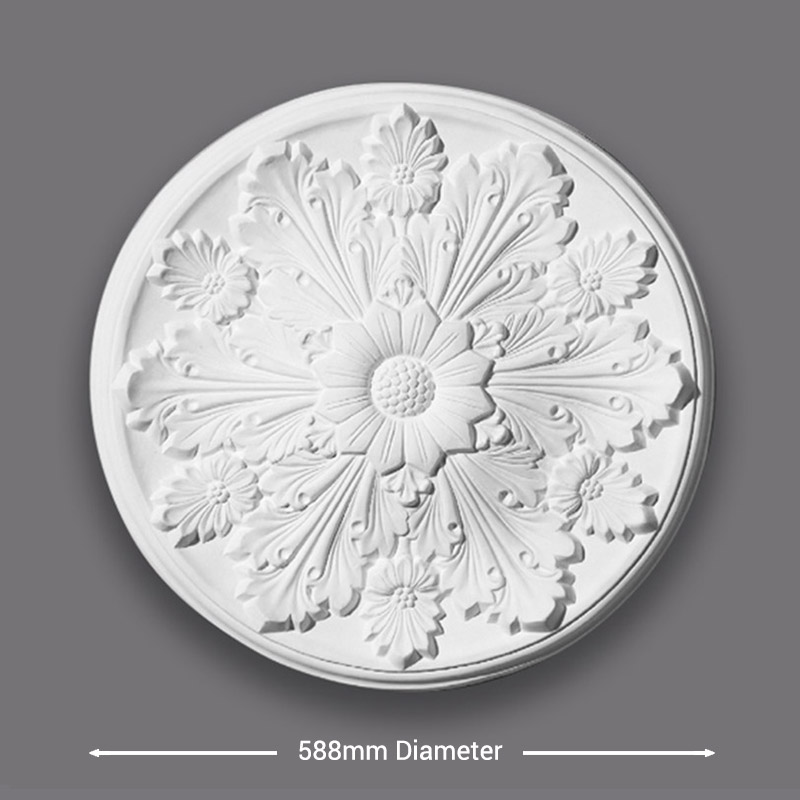 CR23-Fanned-Leaf-Ceiling-Rose-Diameter Fanned Leaf Ceiling Rose