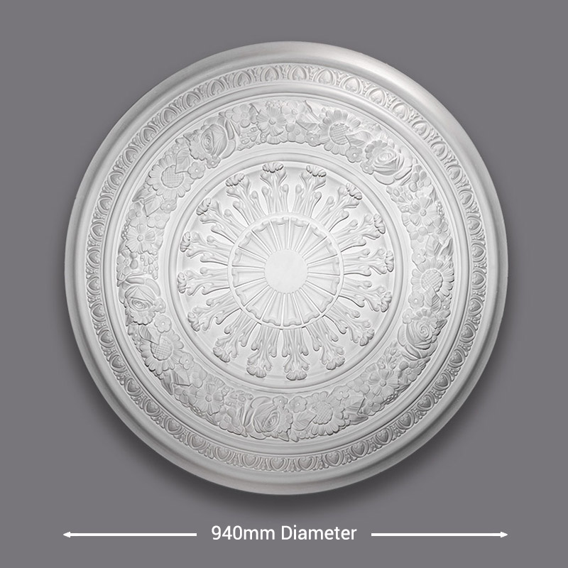 CR9-Leaf&Rose-Ceiling-Rose-Diameter Leaf & Rose Ceiling Rose